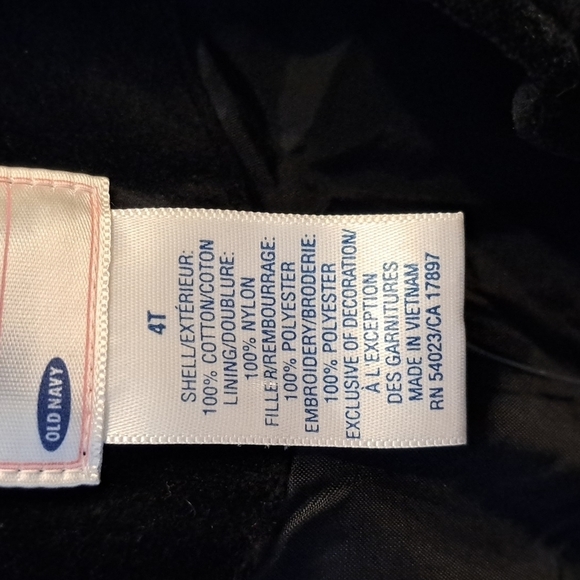 Old Navy girls size 4T black velveteen coat, New - Picture 6 of 9